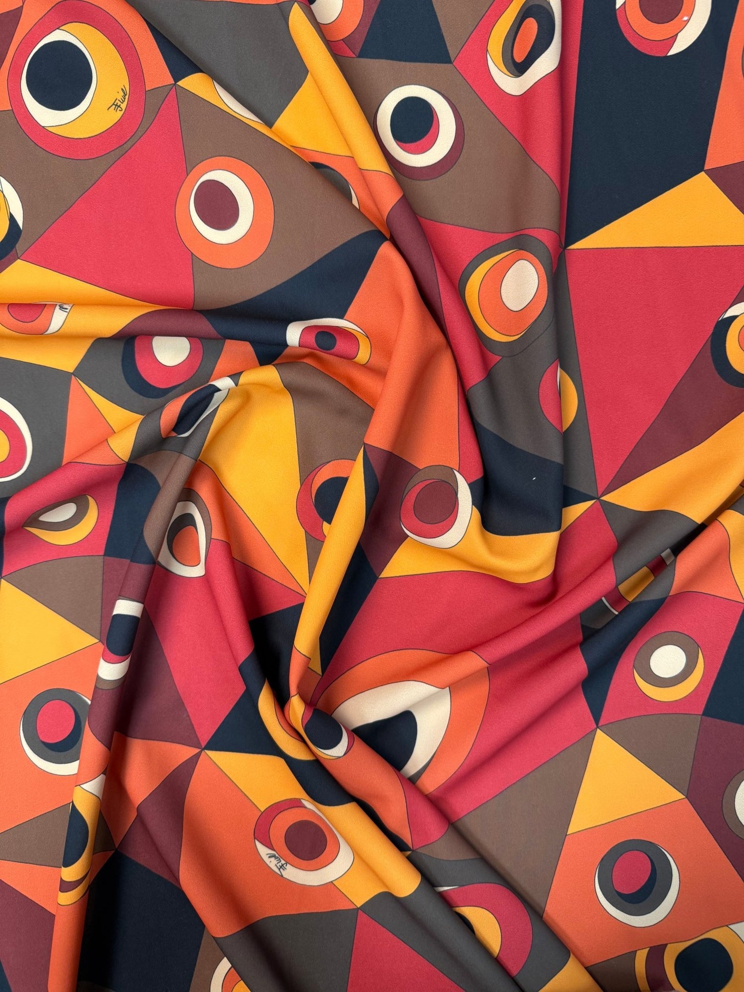 Retro Geometric Print Fabric by the Metre - Whotex Fabrics London