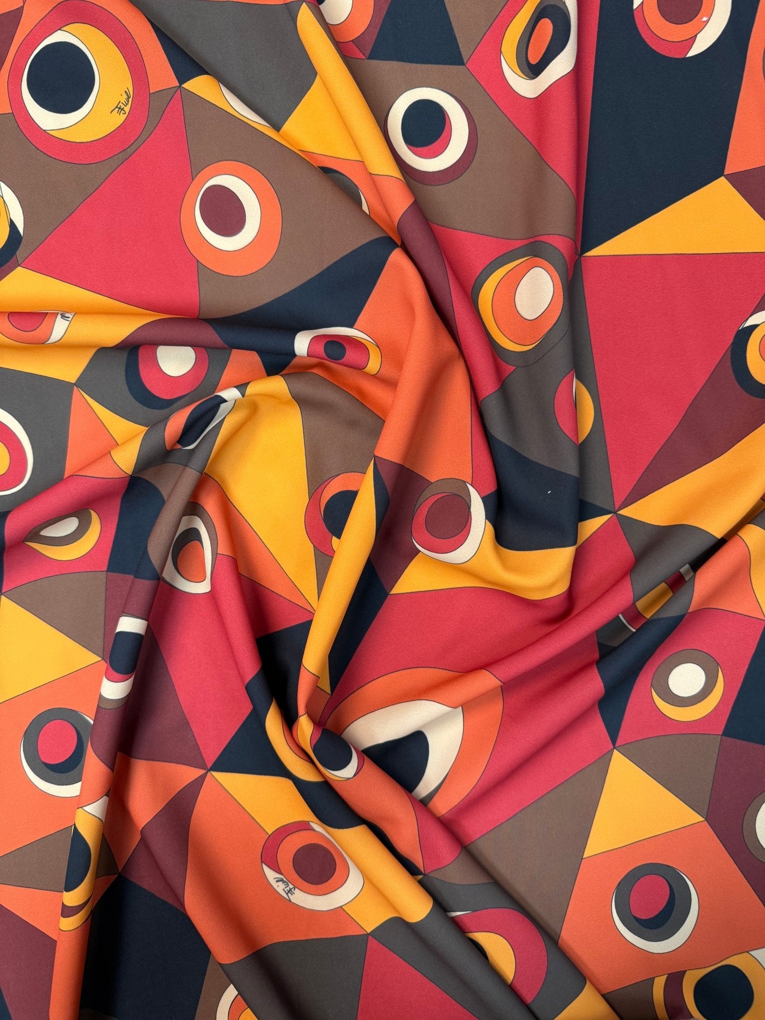Retro Geometric Print Fabric by the Metre - Whotex Fabrics London
