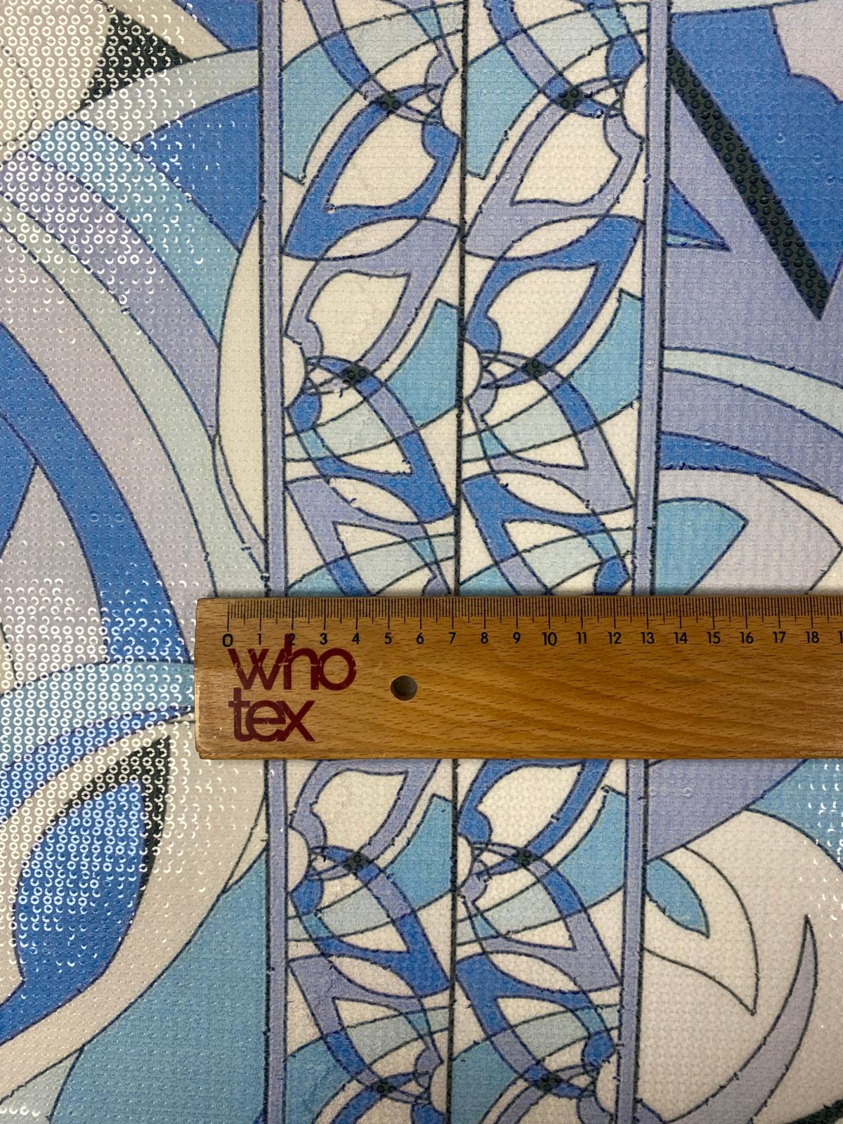 Retro Geometric Wave Sequin Fabric by the Metre - Whotex Fabrics London