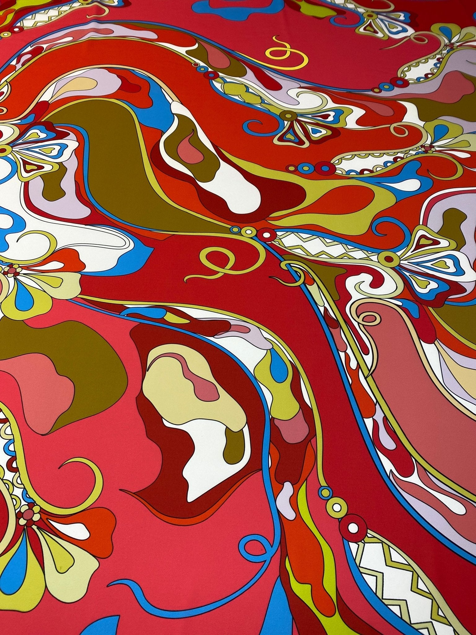 Retro Psychedelic Crepe Fabric by the Metre - Whotex Fabrics London