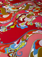 Retro Psychedelic Crepe Fabric by the Metre - Whotex Fabrics London