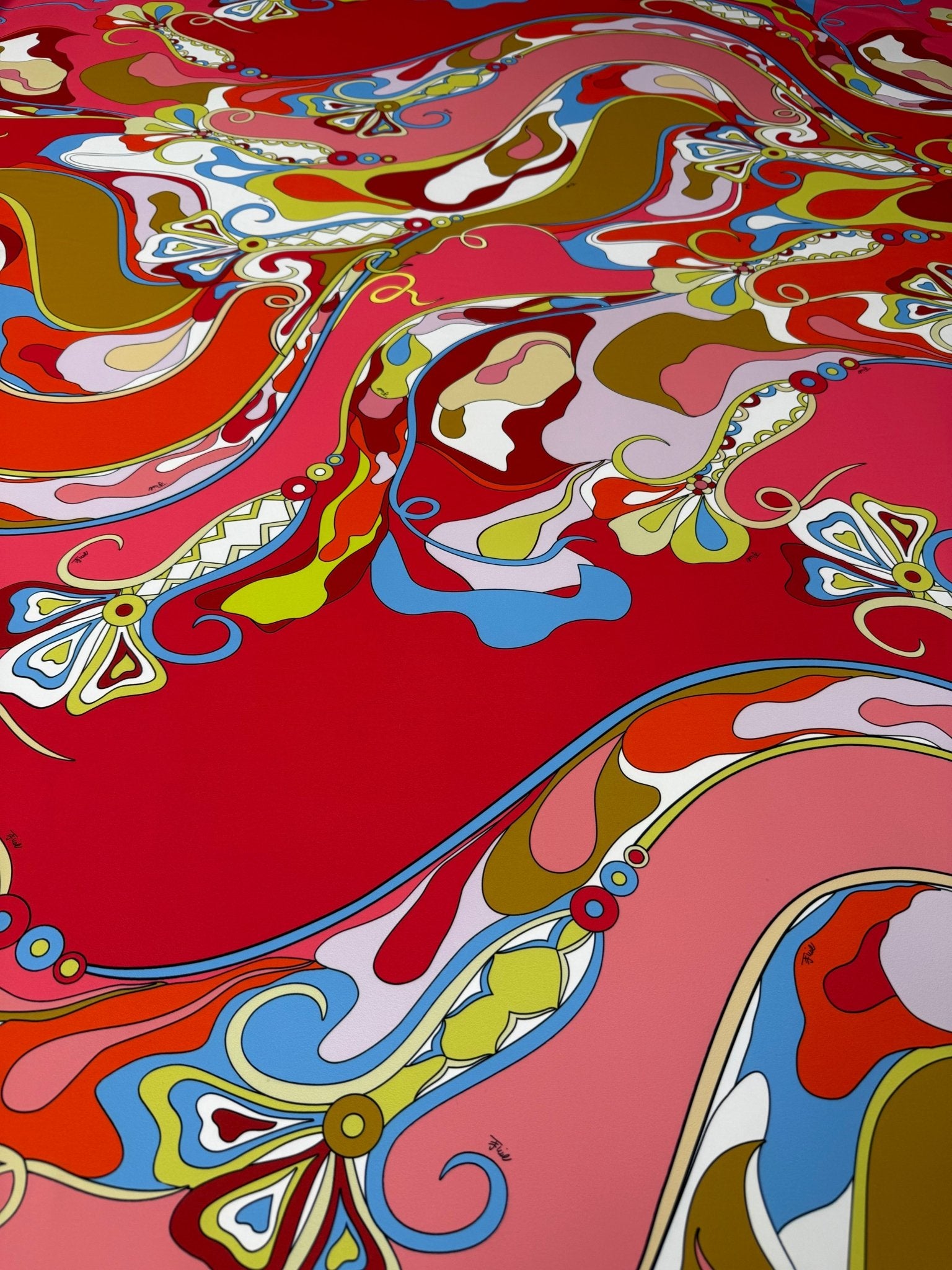 Retro Psychedelic Crepe Fabric by the Metre - Whotex Fabrics London