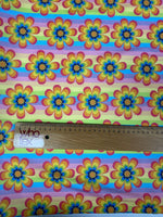 Retro Rainbow Flower Print Fabric - Whotex Fabrics London