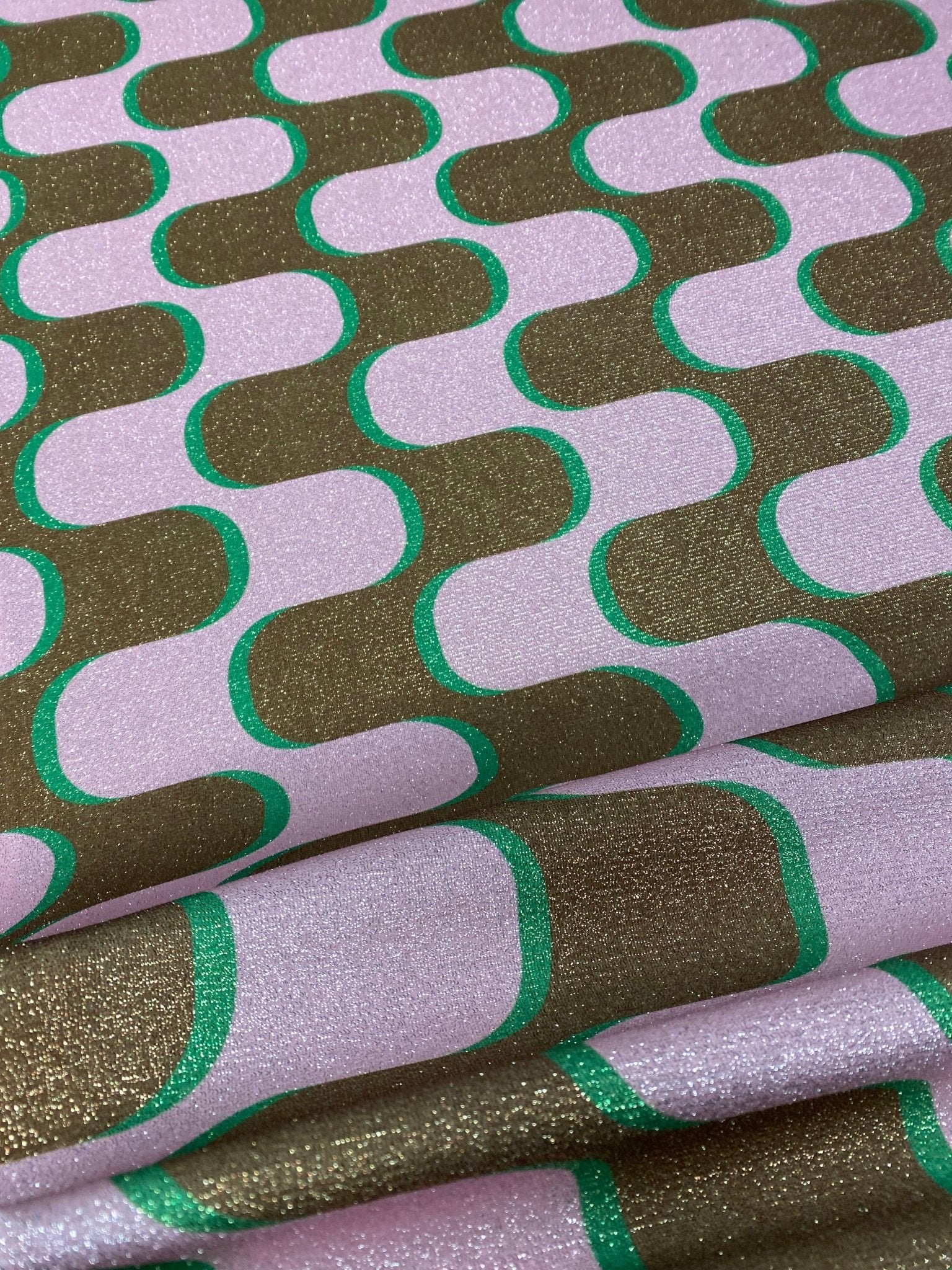 Retro Wave Lurex Fabric by the Metre - Whotex Fabrics London