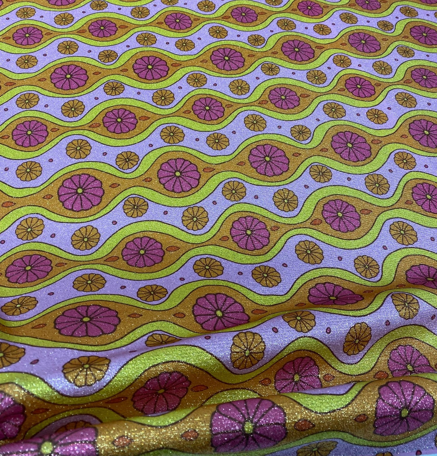 Retro Wave Lurex Fabric by the Metre - Whotex Fabrics London