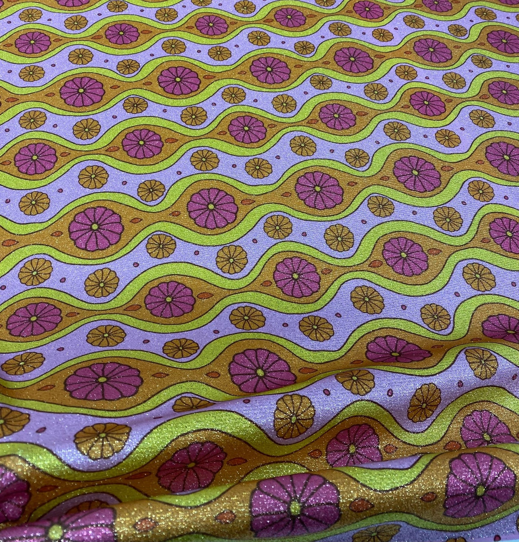 Retro Wave Lurex Fabric by the Metre - Whotex Fabrics London