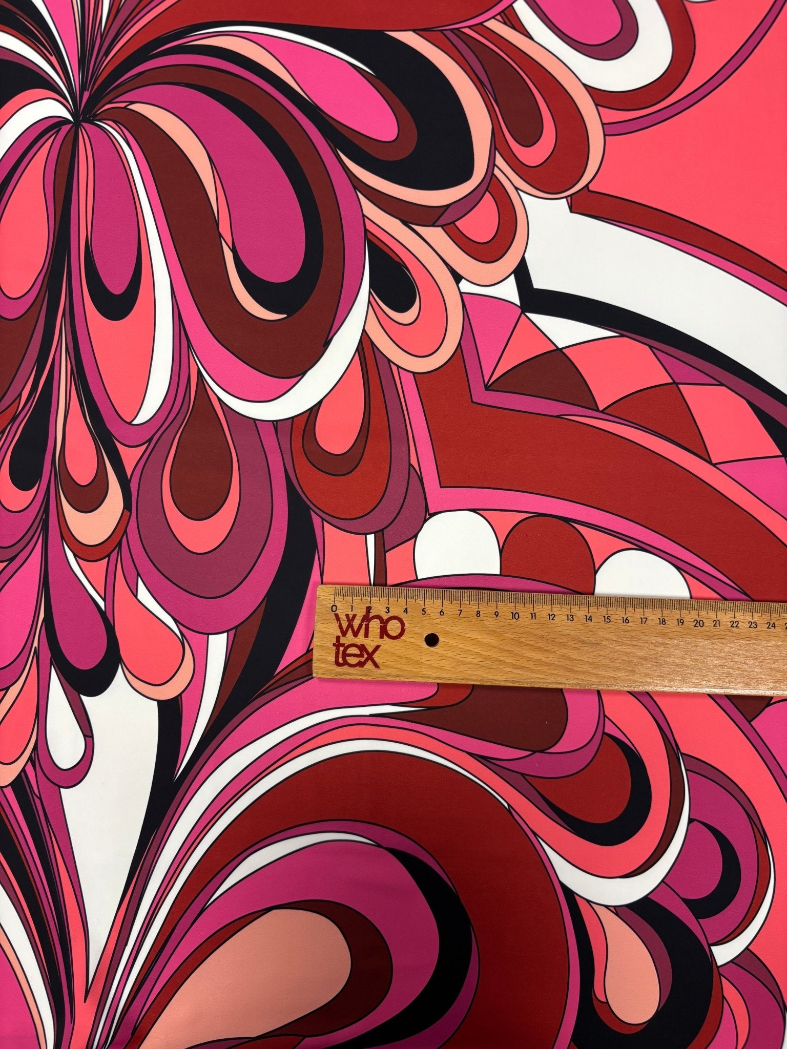 Retro Wave Print Crepe Fabric by the Metre - Whotex Fabrics London