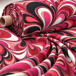 Retro Wave Print Crepe Fabric by the Metre - Whotex Fabrics London