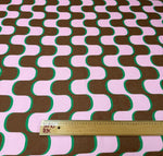 Retro Wave Print Linen Fabric by the Metre - Whotex Fabrics London