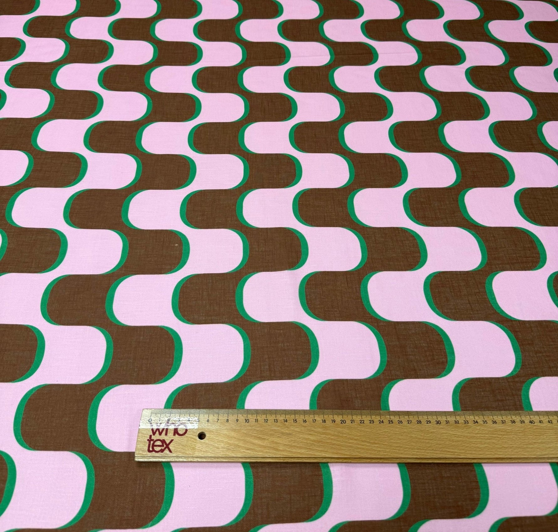 Retro Wave Print Linen Fabric by the Metre - Whotex Fabrics London