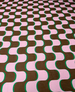 Retro Wave Print Linen Fabric by the Metre - Whotex Fabrics London