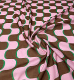 Retro Wave Print Linen Fabric by the Metre - Whotex Fabrics London