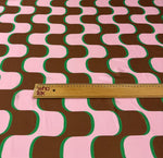 Retro Wave Print Satin Fabric by the Metre - Whotex Fabrics London