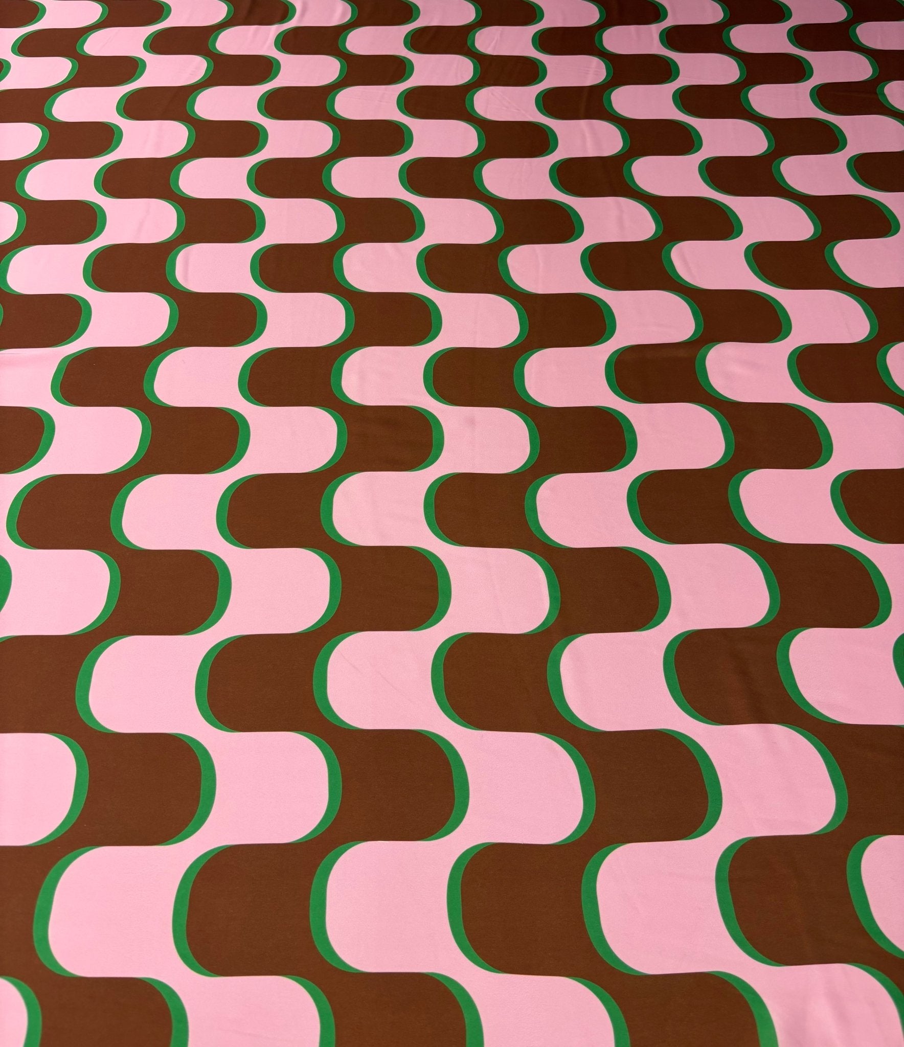 Retro Wave Print Satin Fabric by the Metre - Whotex Fabrics London