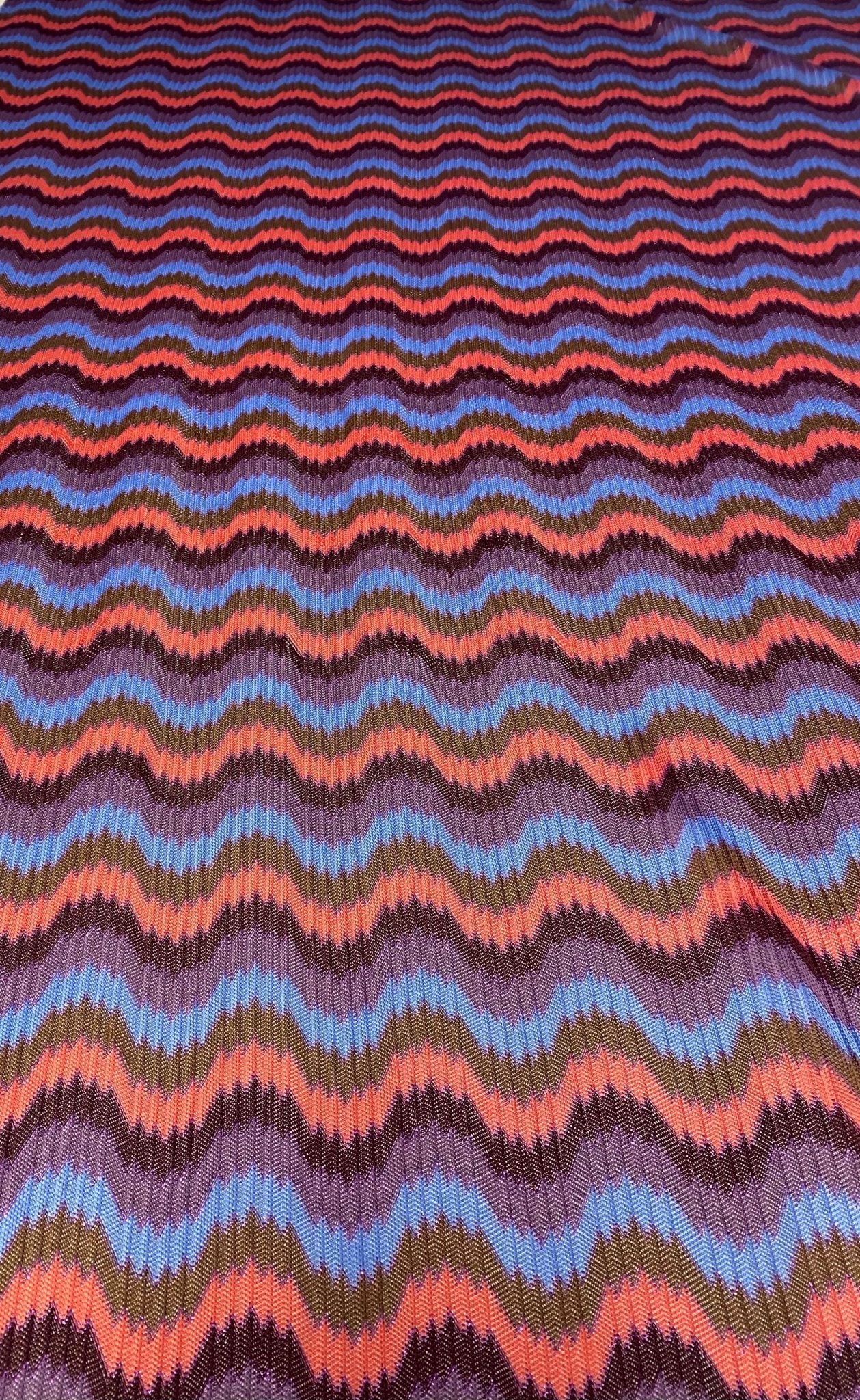 Retro Wavy Mesh Fabric - Multicolor Zigzag Pattern - Whotex Online Fabric Store