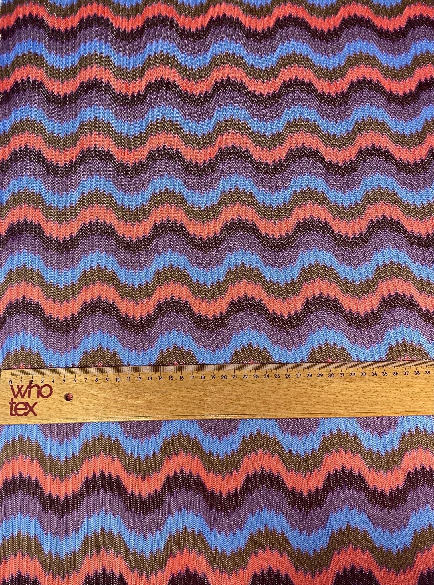 Retro Wavy Mesh Fabric - Multicolor Zigzag Pattern - Whotex Online Fabric Store