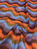 Retro Wavy Mesh Fabric - Multicolor Zigzag Pattern - Whotex Online Fabric Store