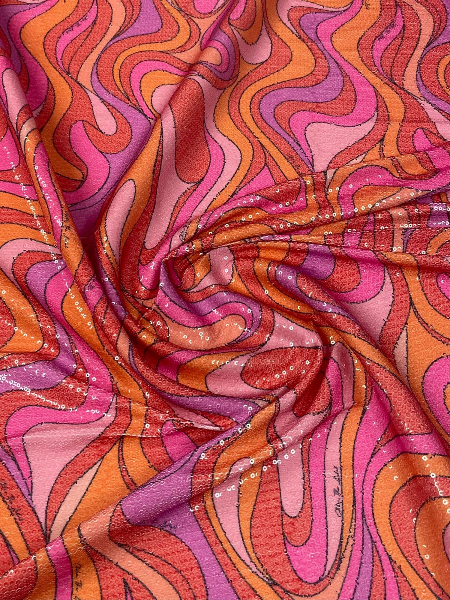 Retro Wavy Sequin Fabric for Dresses & Crafts - Whotex Fabrics London