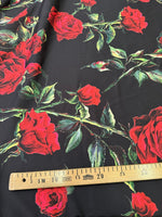 Rose Pattern Fabric, Black Red Floral Fabric - Whotex Online Fabric Store