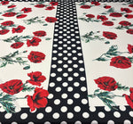 Rose & Polka Dot Crepe Fabric by the Metre - Whotex Fabrics London