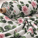 Rose Print Chiffon Fabric by the Metre - Whotex Fabrics London