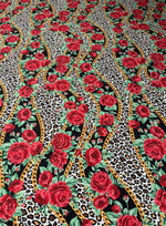 Rose Print Lycra Stretch Fabric by the Metre - Whotex Fabrics London