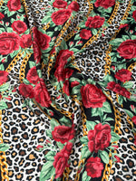 Rose Print Satin Fabric by the Metre - Whotex Fabrics London