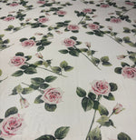 Rose Print Sequin Fabric by the Metre - Whotex Fabrics London