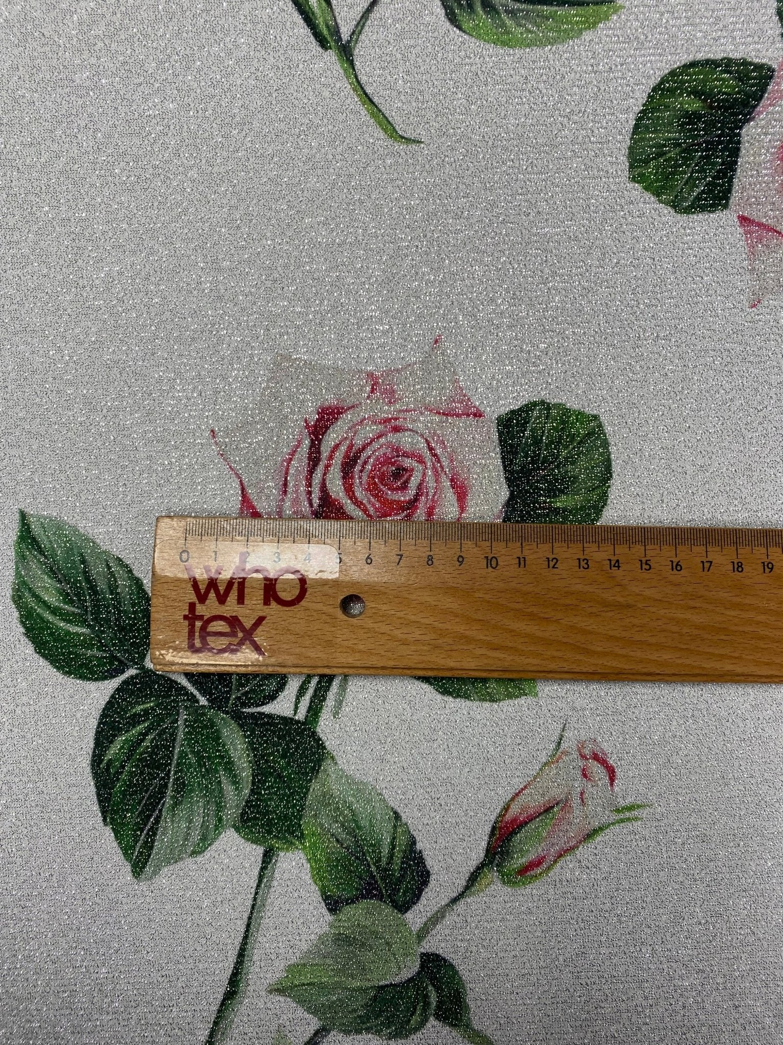 Rose Vine Lurex Fabric by the Metre - Whotex Fabrics London