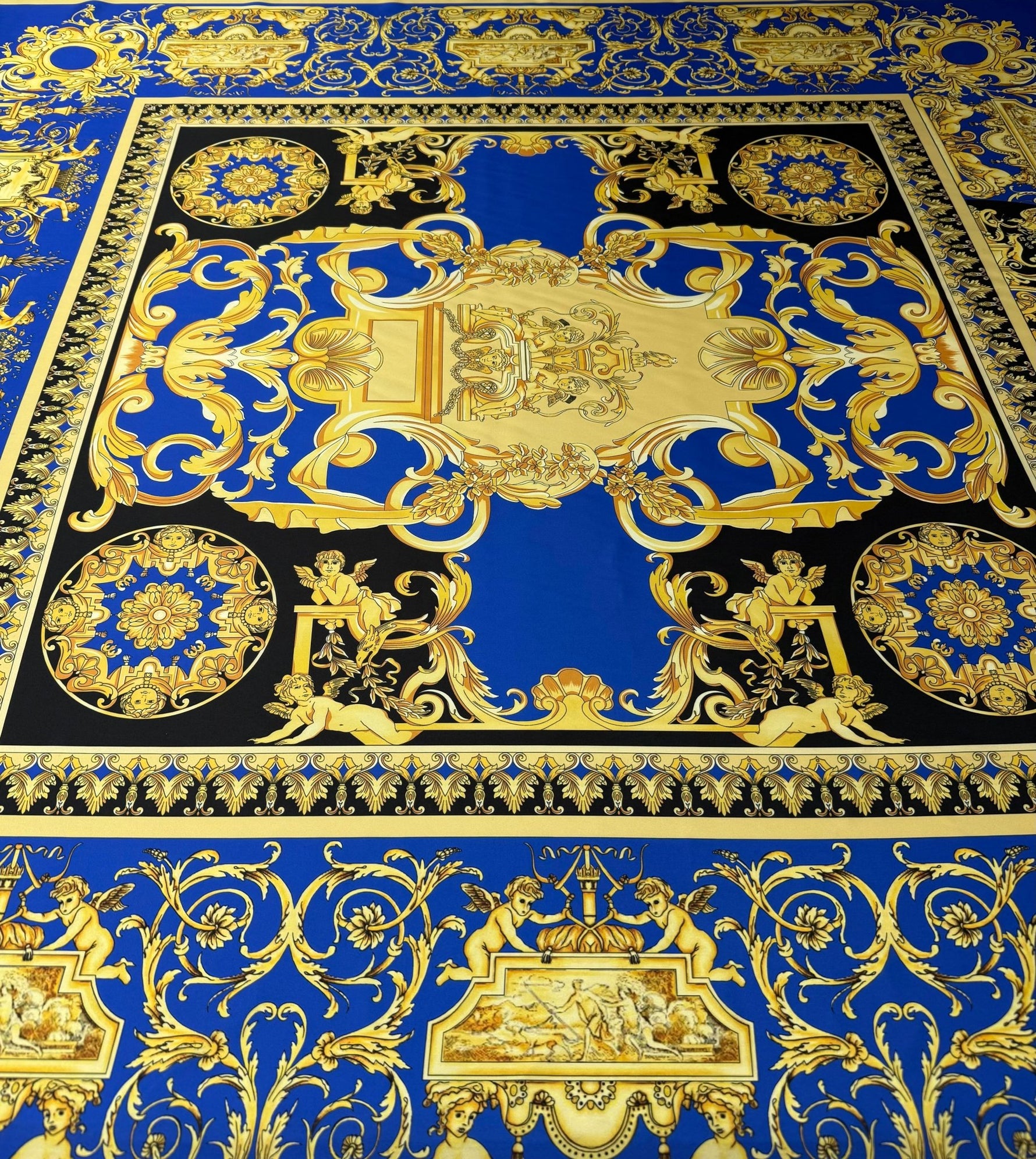 Royal Blue Baroque Fabric by Metre - Whotex Fabrics London