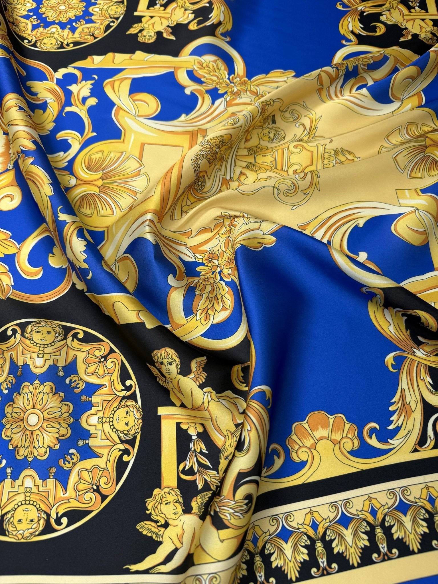 Royal Blue Baroque Fabric by Metre - Whotex Fabrics London