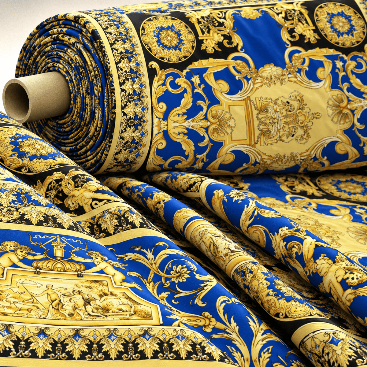 Royal Blue Baroque Fabric by Metre - Whotex Fabrics London