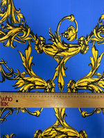 Royal Blue Baroque Pattern Fabric – Custom Printed Fabric on Satin, Crepe, Spandex or Chiffon - Whotex Fabrics London