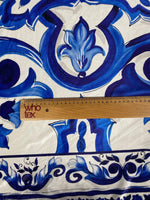 Royal Blue Baroque Velvet Fabric by the Metre - Whotex Fabrics London
