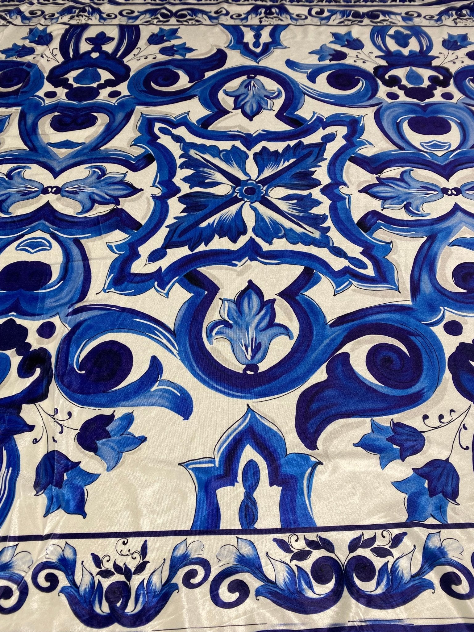 Royal Blue Baroque Velvet Fabric by the Metre - Whotex Fabrics London