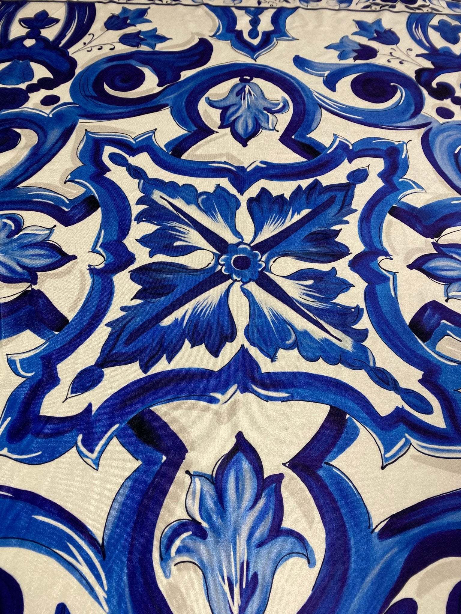 Royal Blue Baroque Velvet Fabric by the Metre - Whotex Fabrics London