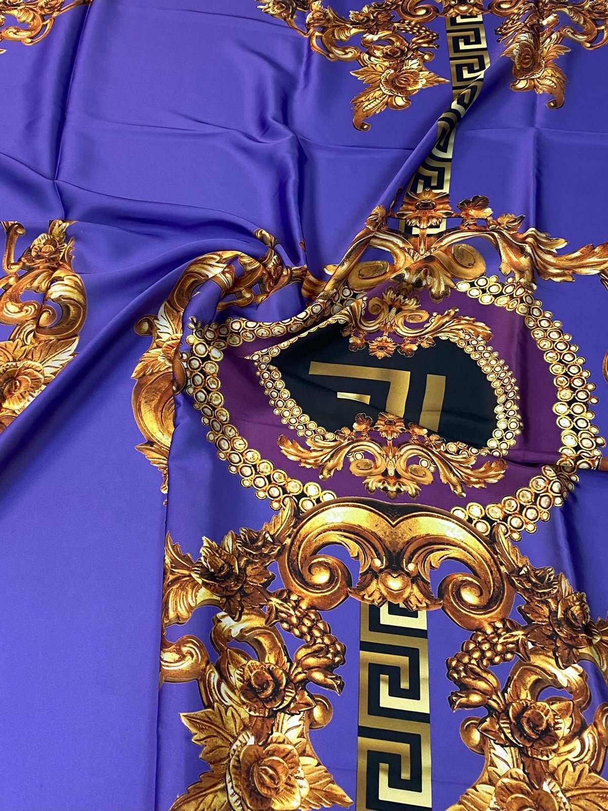 Royal Purple Baroque Satin Fabric by the Metre - Whotex Fabrics London