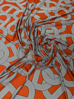 Rust Orange Geometric Pattern Fabric by the Metre - Whotex Fabrics London