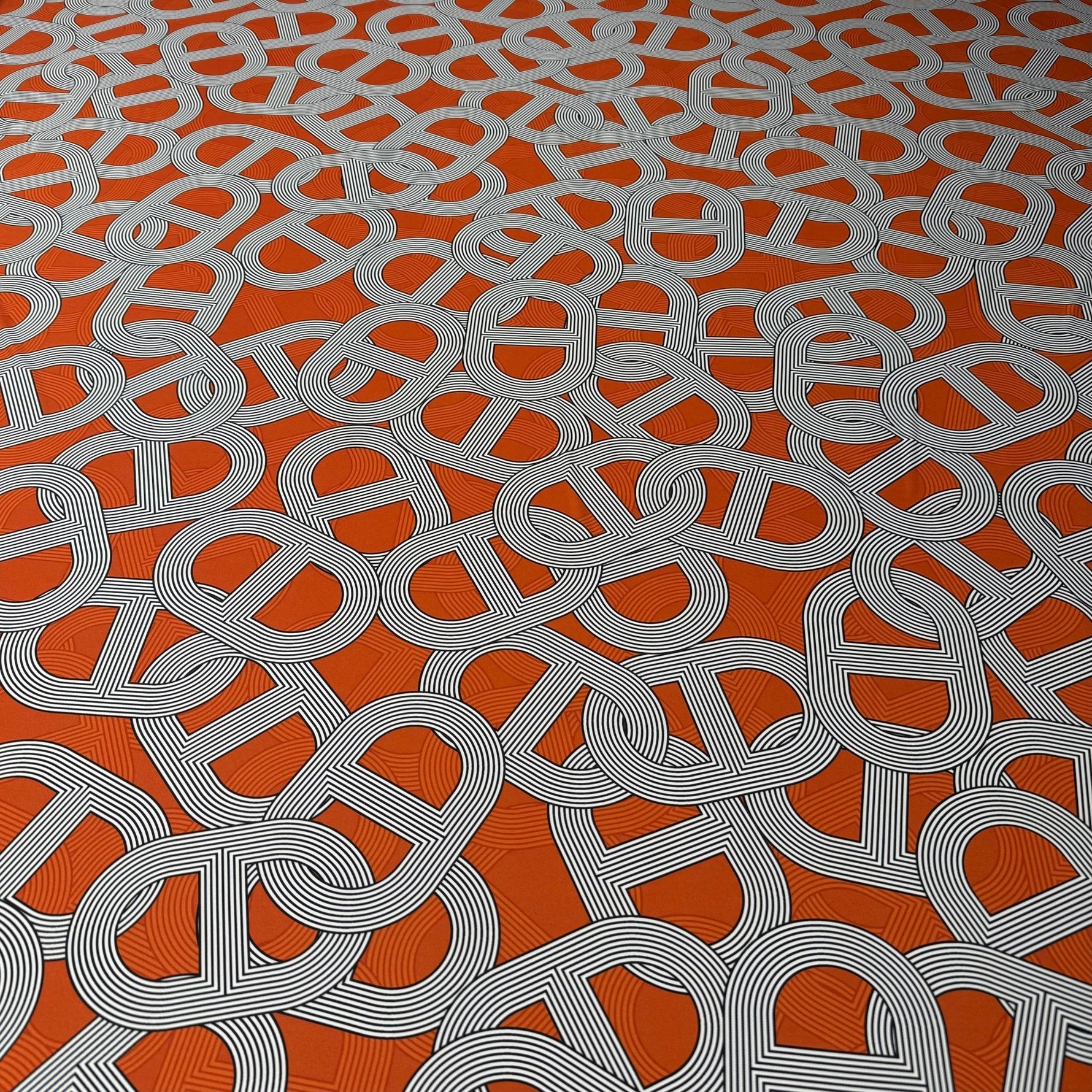 Rust Orange Geometric Pattern Fabric by the Metre - Whotex Fabrics London
