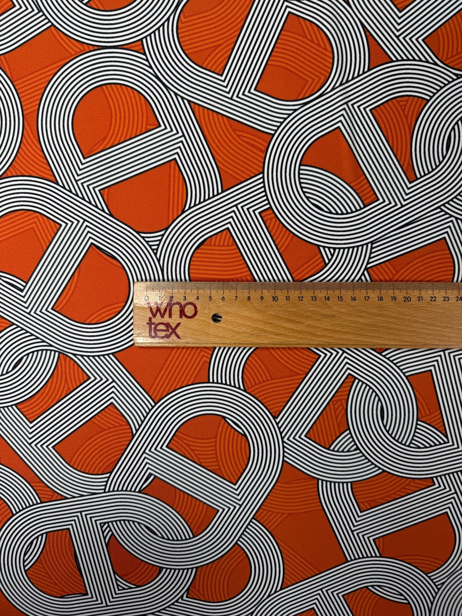 Rust Orange Geometric Pattern Fabric by the Metre - Whotex Fabrics London