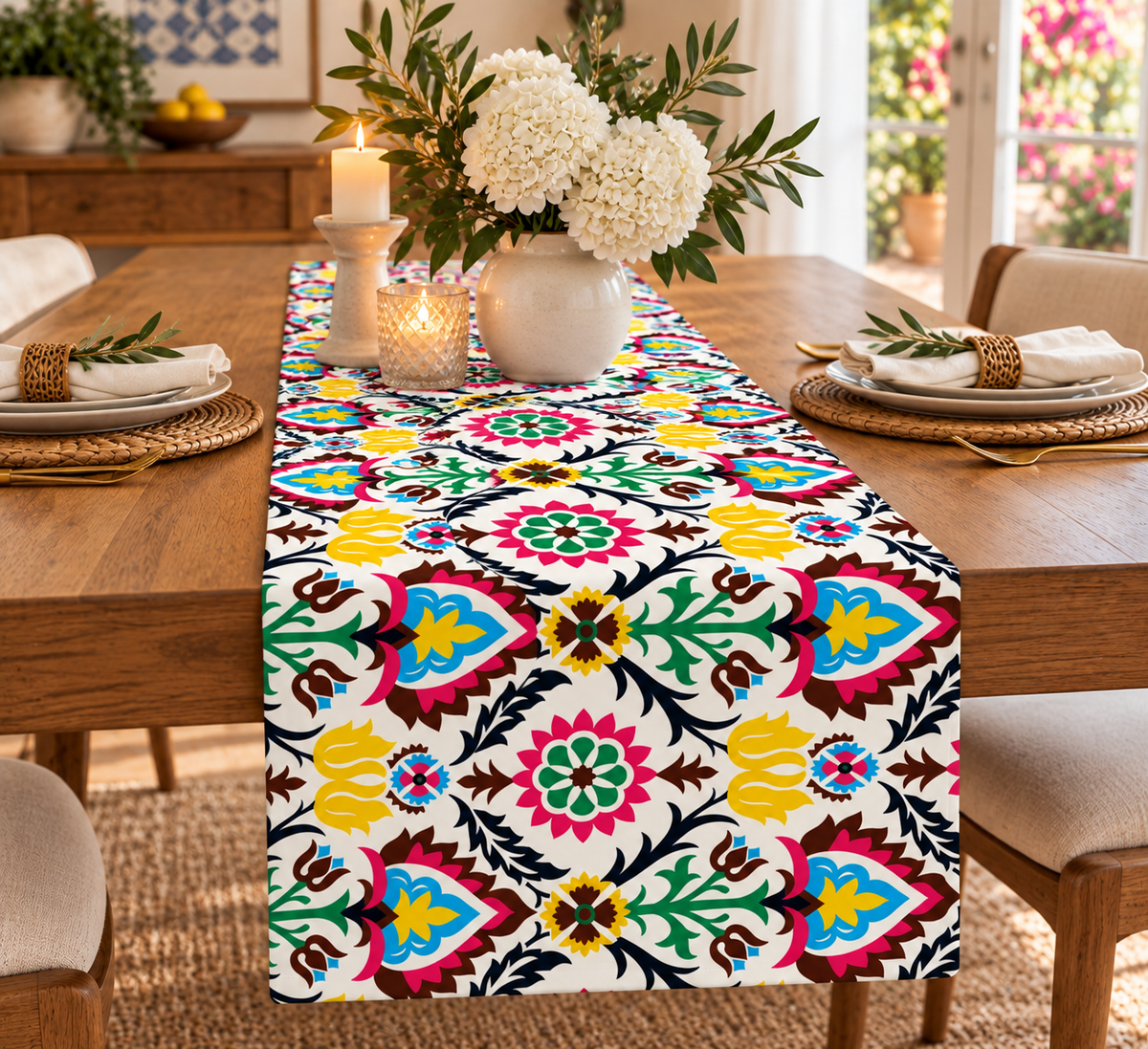 Santa Maria Outdoor Printed Table Runner - Whotex Fabrics London