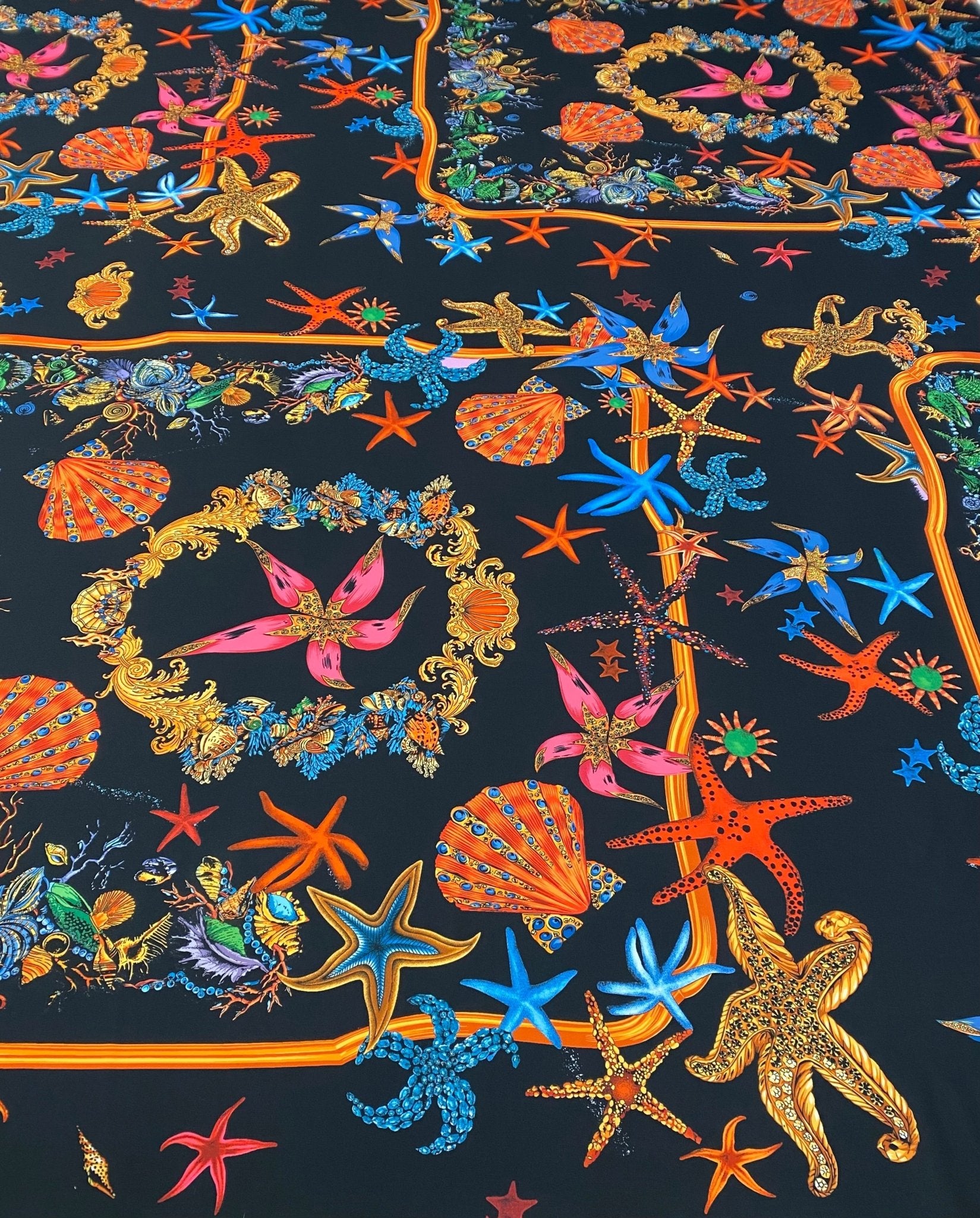 Sea Life Print Crepe Fabric by the Metre - Whotex Fabrics London