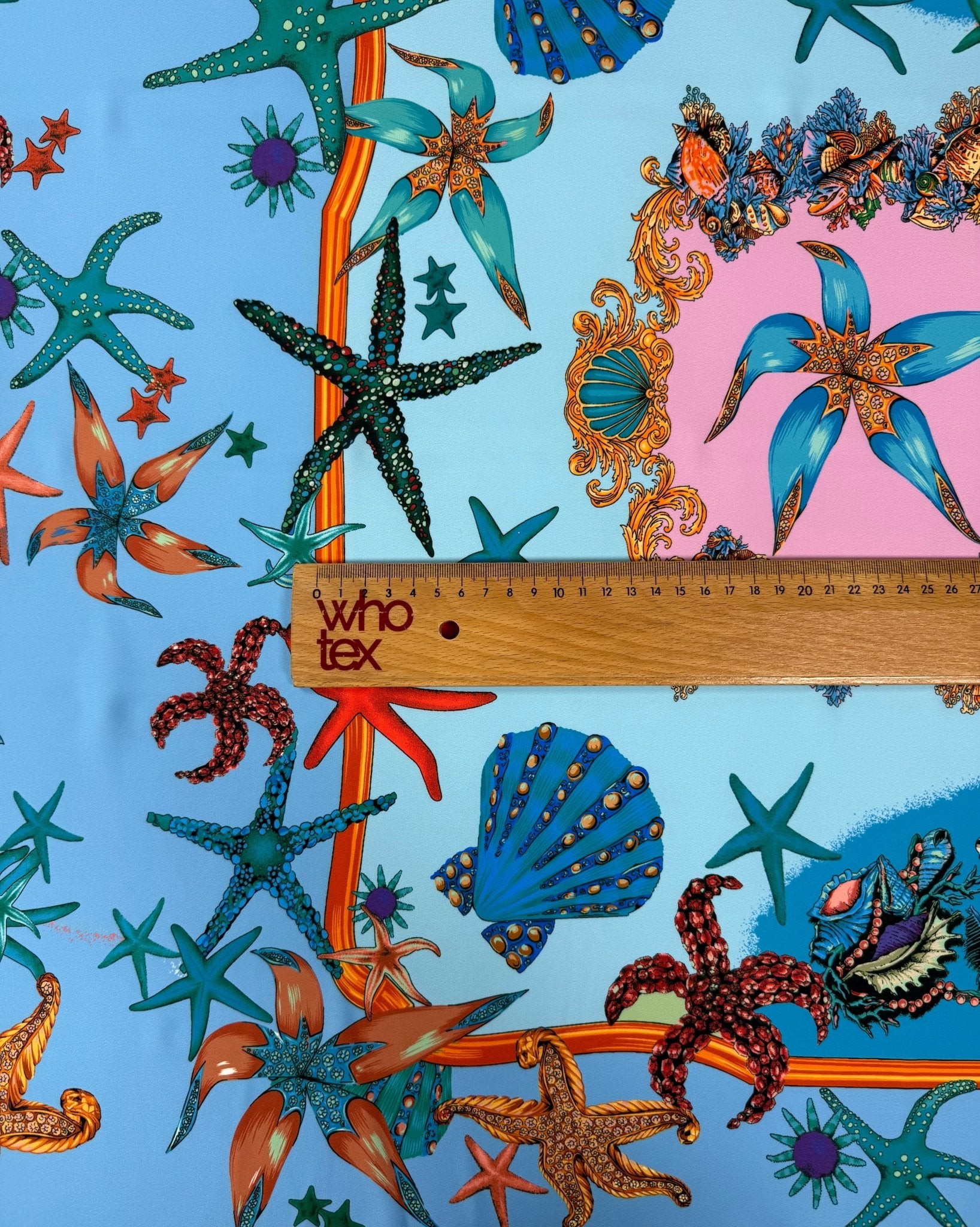 Sea Life Print Crepe Fabric by the Metre - Whotex Fabrics London