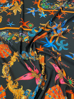 Sea Life Print Crepe Fabric by the Metre - Whotex Fabrics London