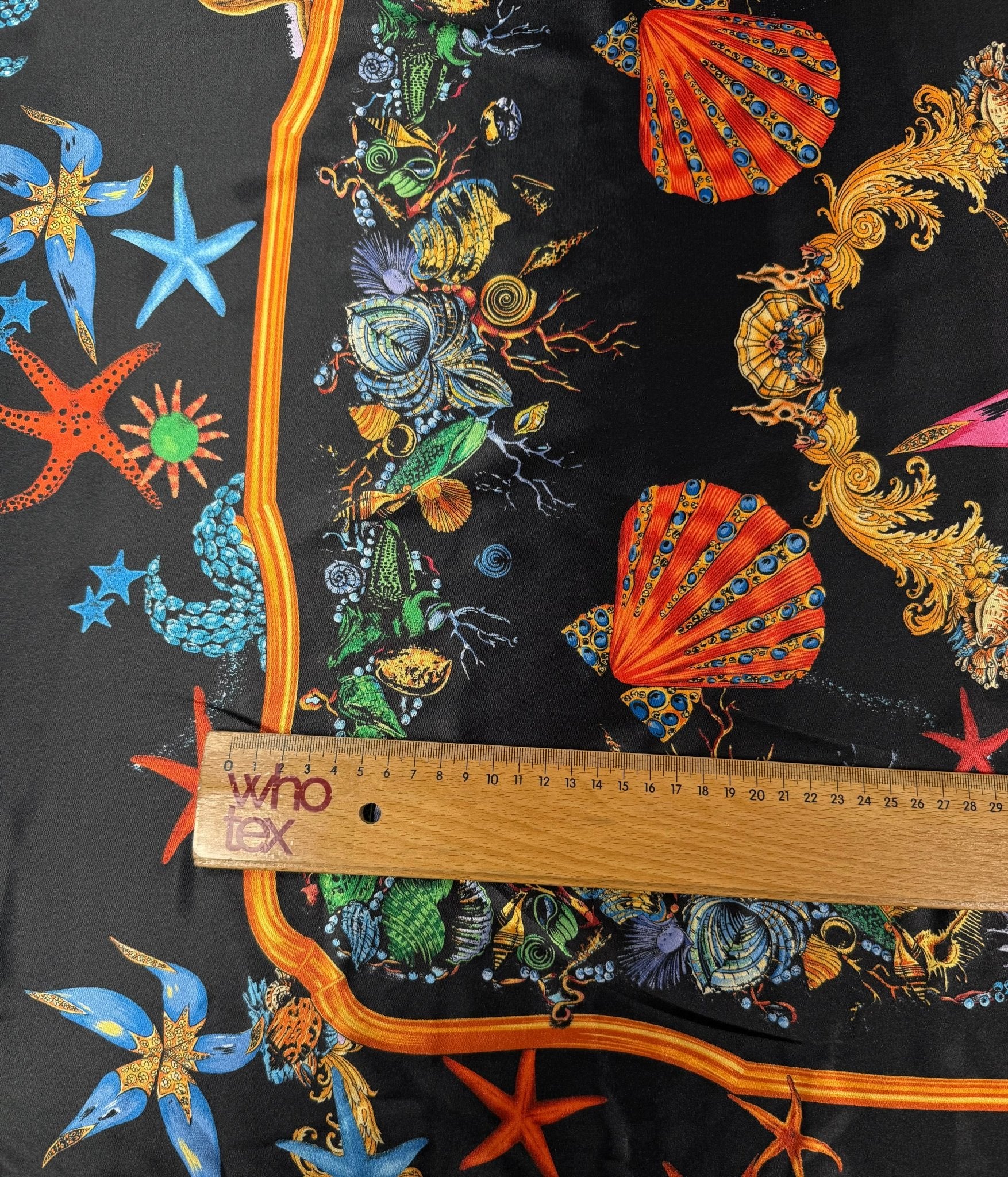 Sea Life Print Lycra Satin Fabric by the Metre - Whotex Fabrics London