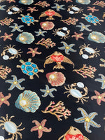 Sea Shell and Starfis Pattern Fabric by the Metre - Whotex Fabrics London