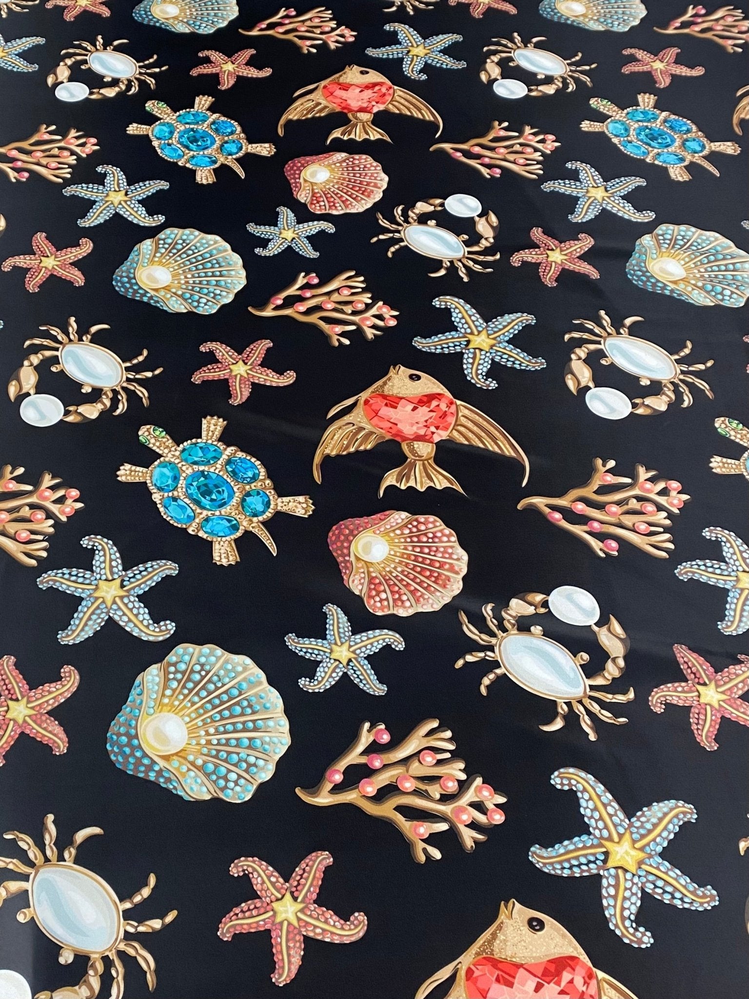 Sea Shell and Starfis Pattern Fabric by the Metre - Whotex Fabrics London