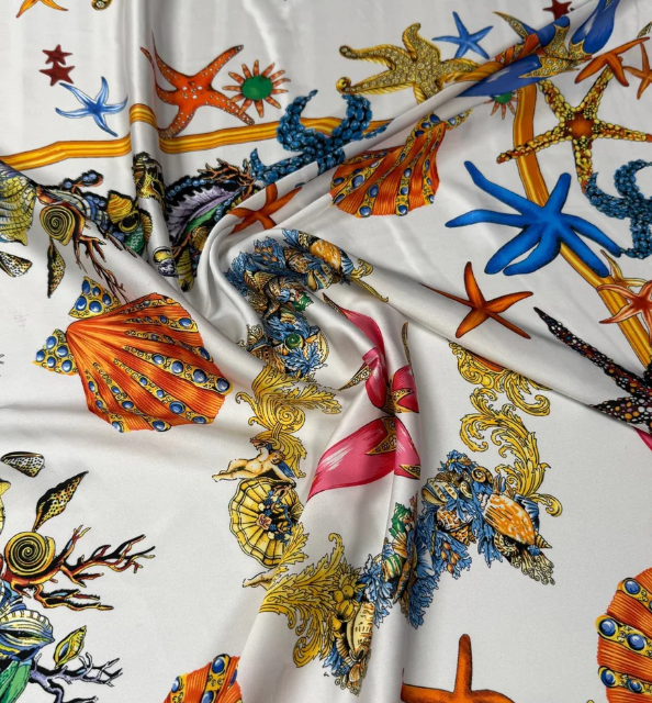 Sea Shell Pattern Fabric by Metre - Whotex Fabrics London