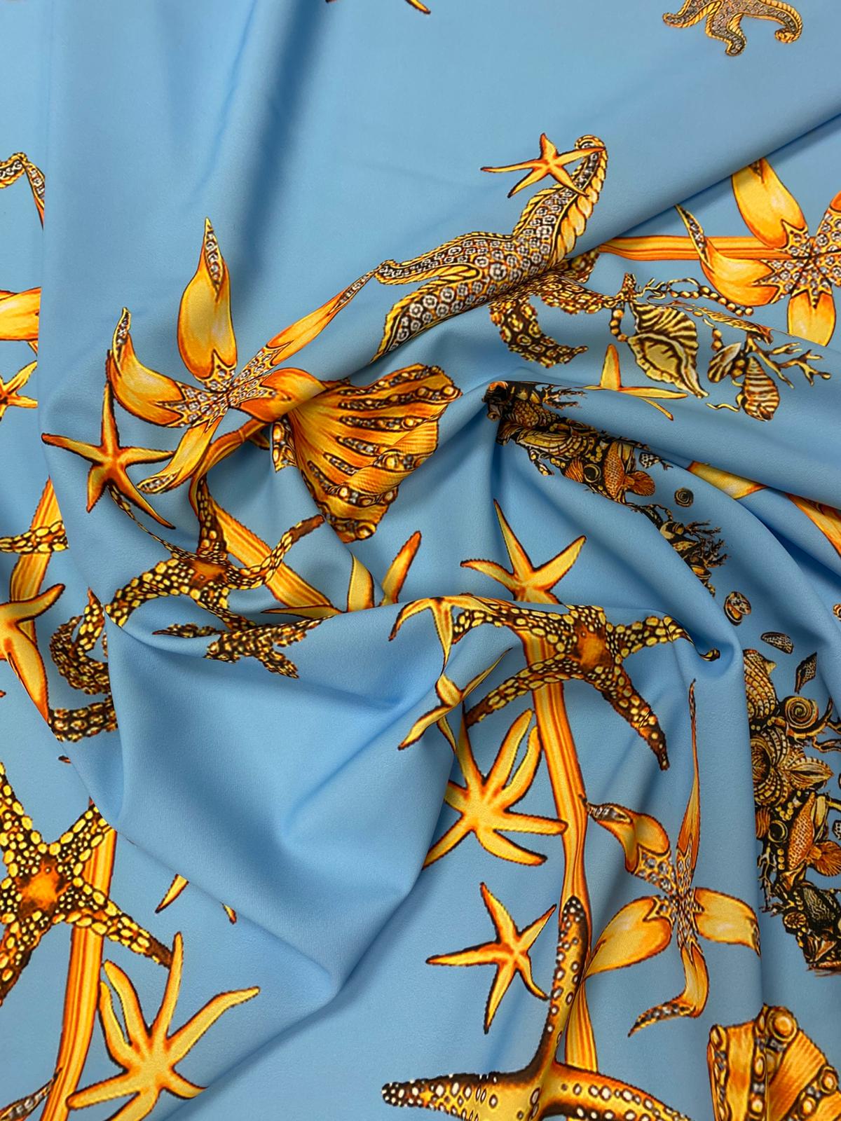 Sea Shell Pattern Fabric by the Metre - Whotex Fabrics London