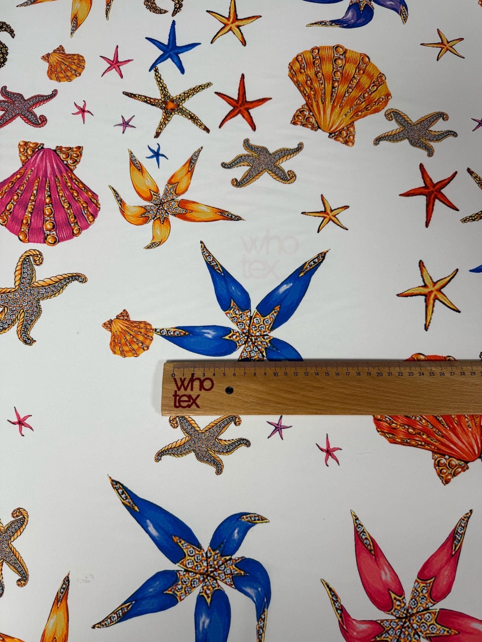 Sea Shell Pattern Fabric, Starfish On White Fabric By The Yard - Whotex Online Fabric Store